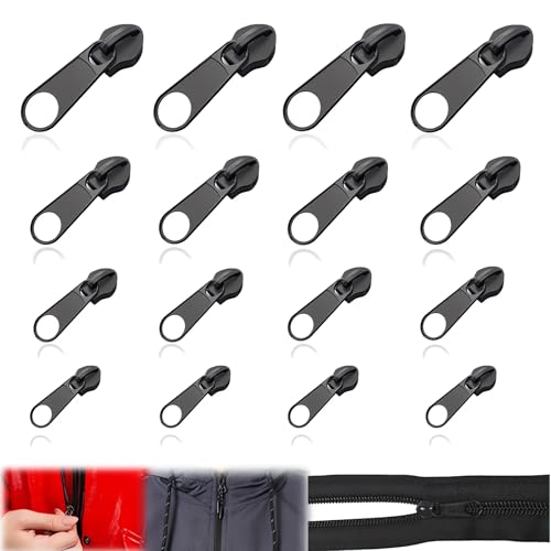 Alluring Reißverschluss Schieber Ersatz, Metall Reißverschluss Reparaturset, Abnehmbare Reißverschluss Zipper Pull Fixer Reißverschluss für Kleidung Tasche Gepäck Bettzug (Schwarz) von Alluring