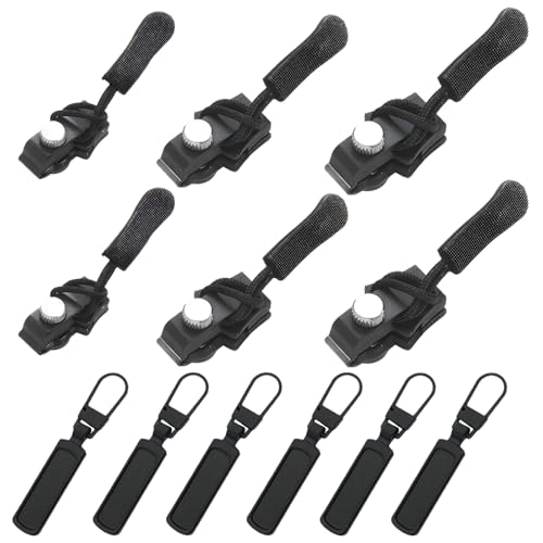 Alluring Reißverschluss Reparatur Set, Reißverschluss Zipper Ersatz, Reißverschluss Fix Kit, Reissverschluss Zipper Universal für Jacken, Koffer, Ruckäcke (6 Zipper + 6 Zipper Pull) von Alluring