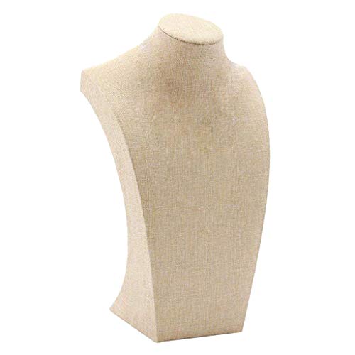 Leinen Holz Halskette Display Büste Stand Schaufensterpuppe Schmuck Halter Für Halsketten Kette, Halsband, Anhänger - Beige, b 205 × 340 mm von Almencla