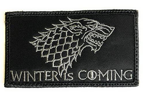 Game of Thrones House Stark Patch – Lustige taktische Militär-Moral bestickt Patch Haken Verschluss Rückseite schwarzer Hintergrund von Almost SGT