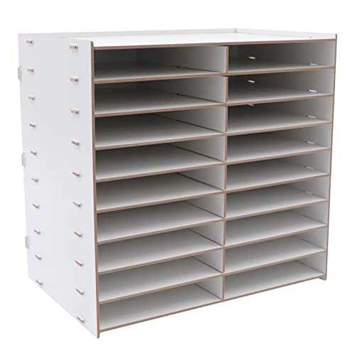 18-Fächer-Papierpost-Briefablage,Schreibtisch Organizer, Sorter Office Desktop File Literature Organizer,Office Multifunktionales Aktenregal,Klassenzimmer Vertical Magazine (Holzfaserplatte-Weiß) von Alnemy