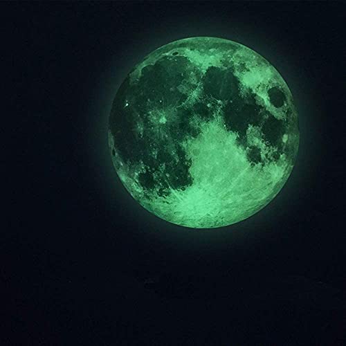 Alnicov Leuchtender Mond Wandaufkleber, 30 cm, leuchtet im Dunkeln, perfekte Deckenwanddekoration für Schlafzimmer, Wohnzimmer, Geburtstagsdekoration, Grün von Alnicov