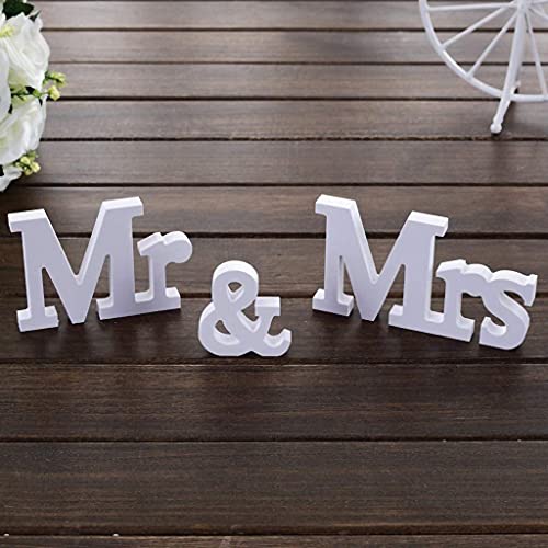 Alnicov Mr und Mrs Sign, Small Size Mr & Mrs Wedding Requisiten PVC-Buchstaben für Hochzeitstisch Foto Requisiten Party Table Top Dinner Dekorationen (Weiß) von Alnicov