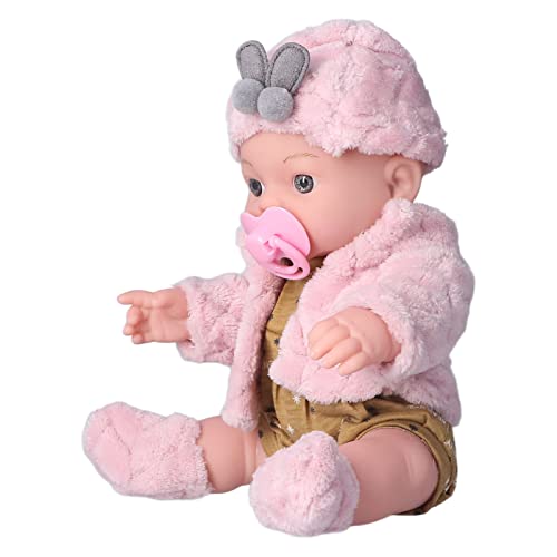 Alomejor 12 Zoll Weiche Babypuppe, Realistische Wiedergeborene Babypuppe, Waschbar, Weißes Mädchenspielzeug mit Hellen Augen, Realistisches Babyspielzeug (Q12G-003C-026 rosa Samt) von Alomejor