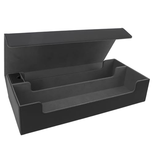 Alomejor Kartenaufbewahrungsbox aus PU-Leder mit Großer Kapazität und Schublade, Box mit Magnetverschluss für über 550 Spielkarten (Black) von Alomejor