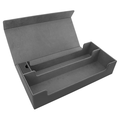 Alomejor Kartenaufbewahrungsbox aus PU-Leder mit Großer Kapazität und Schublade, Box mit Magnetverschluss für über 550 Spielkarten (Grey) von Alomejor