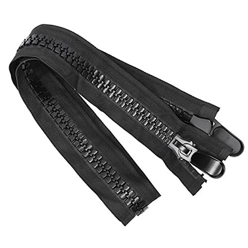 Alomejor Kunststoff-Reißverschluss mit Pulls Open End Double Open Super Large Zipper Schwarze Zähne Hochleistungsreißverschlüsse(92CM) von Alomejor