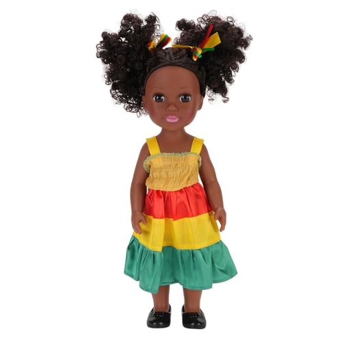 Alomejor Schwarze Puppe, Entzückendes 14 -Zoll -afrikanisches Mädchenspielzeug mit Abnehmbarer Kleidung, Explosionshaare für Alomejor Schwarze Puppe, Entzückendes 14 -Zoll -afrikanisches Mädchenspielzeug mit Abnehmbarer Kleidung, Explosionshaare für von Alomejor