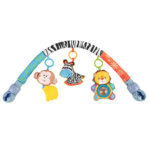 Kinderwagen-Clip, Löwen-Affe mit Bunten Perlen und Rasselbefestigung für Bett oder Kinderwagen, Plüschstoff, 0–3 Jahre Alt von Alomejor