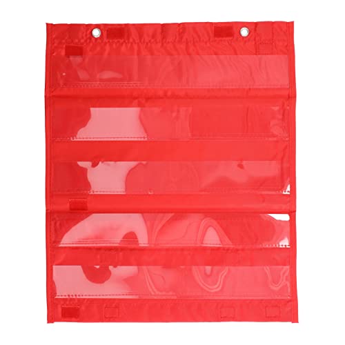 Magnetische Taschentafel, Doppelseitige Allzweck-Lehrtafel mit 5 Reihen Durchsichtiger Taschen (Rot) von Alomejor