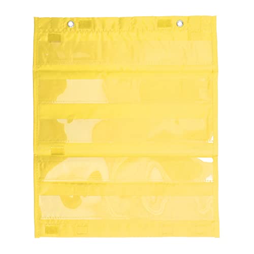 Magnetische Taschentafel, Doppelseitige Allzweck-Lehrtafel mit 5 Reihen Durchsichtiger Taschen (Yellow) von Alomejor