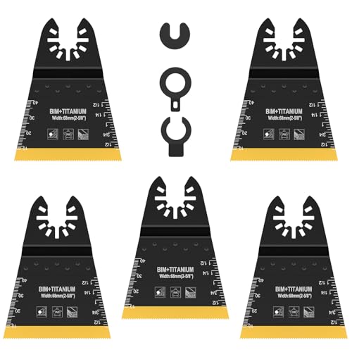 5 tlg Multitool Sägeblätter Oszillierende Sägeblätter Carbide Allzweck Universal Schnellwechsel Oszillierendes Zubehör Multifunktionswerkzeug für Metall, Nägel, Holz, PVC von Alongen