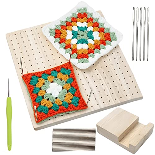 Handcrafted Wooden Blocking Board,Sperrbrett Für Granny Square, Superstabil Sperrbrett Häkeln Holz für Häkel und Strickprojekte,Full Kit with 20 Edelstahl Stabstiften,5 Nadeln,Base Stand Und Häkeln Handcrafted Wooden Blocking Board,Sperrbrett Für Granny Square, Superstabil Sperrbrett Häkeln Holz für Häkel und Strickprojekte,Full Kit with 20 Edelstahl Stabstiften,5 Nadeln,Base Stand Und Häkeln von Alongen