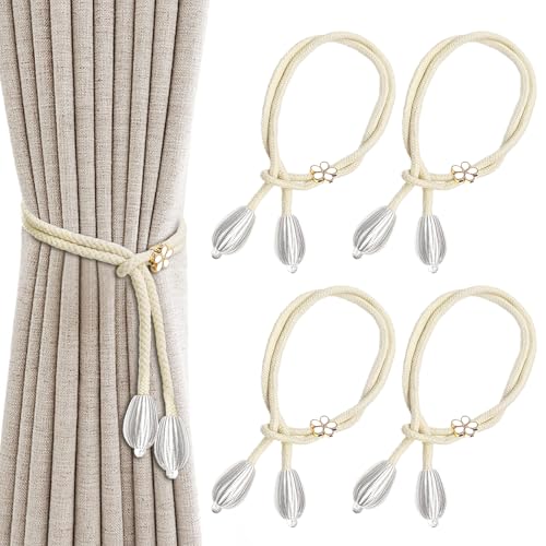 Alovez 4 Stück Vorhangseil Raffhalter, Baumwollvorhang Raffhalter, Curtain Rope Buckle, Handgemachte Vorhang Raffhalter, für Haus Office Hotel von Alovez