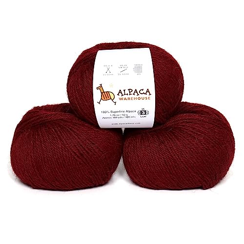 100 % Alpaka-Garn, 3 Knäuel, DK-Gewicht, himmlisch weich und perfekt zum Stricken und Häkeln (Sangria, DK) von Alpaca Warehouse