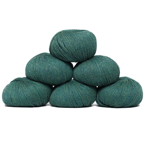 100 % Baby-Alpaka-Garn, Wolle, Set mit 6 Knäueln (300 Gramm), DK-Gewicht – himmlisch weich und perfekt zum Stricken und Häkeln (Heather Blue Green, DK – 6 Knäuel) von Alpaca Warehouse