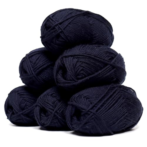 Superwash-Garn aus 100 % reiner Wolle, 3 Knäuel (300 Gramm), DK-Gewicht, direkt aus Peru, himmlisch weich und perfekt zum Stricken und Häkeln, Marineblau, 6 Knäuel von Alpaca Warehouse