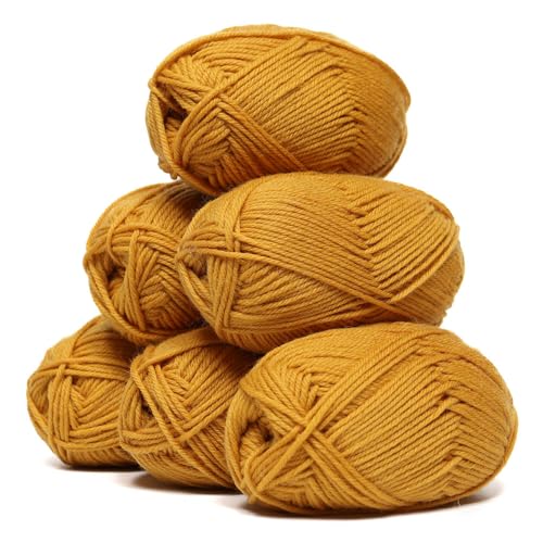 Superwash-Garn aus 100 % reiner Wolle, 3 Knäuel (300 Gramm), DK-Gewicht, direkt aus Peru, himmlisch weich und perfekt zum Stricken und Häkeln (Gold, 6 Knäuel) von Alpaca Warehouse