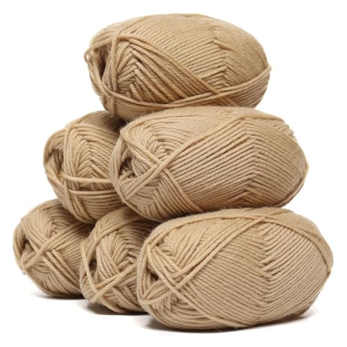 Superwash-Garn aus 100 % reiner Wolle, Set mit 3 Knäueln (300 Gramm), DK-Gewicht – direkt aus Peru bezogen – himmlisch weich und perfekt zum Stricken und Häkeln (Beige Latte – 6 Knäuel) von Alpaca Warehouse