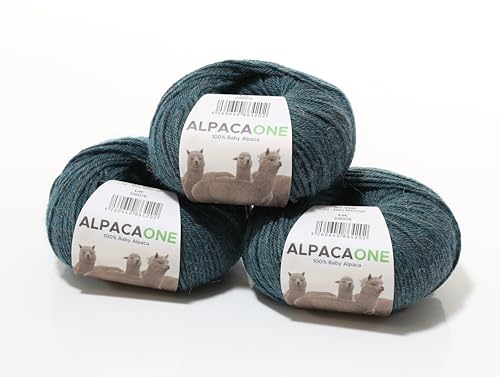 150 Gramm 100% Baby Alpaka Wolle 112m 4-4,5 Nadelstärke Nm 4/9 Strick-Häkel Garn Strickwolle, Farbe: Blau Melange von AlpacaOne