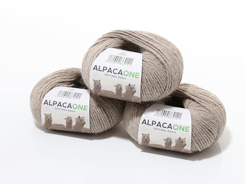 150 Gramm 100% Baby Alpaka Wolle 112m 4-4,5 Nadelstärke Nm 4/9 Strick-Häkel Garn Strickwolle, Farbe: Graubeige, Größe: 150 Gramm von AlpacaOne