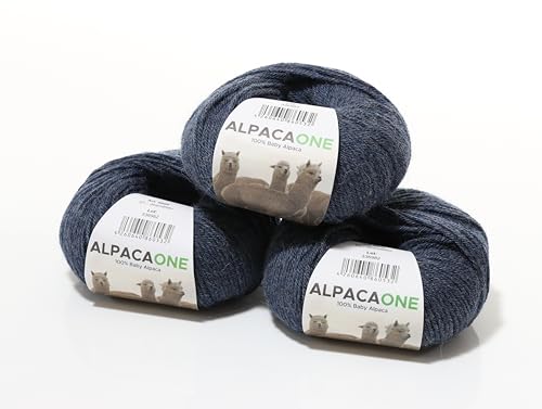 150 Gramm 100% Baby Alpaka Wolle 112m 4-4,5 Nadelstärke Nm 4/9 Strick-Häkel Garn Strickwolle, Farbe: Jeansblau von AlpacaOne