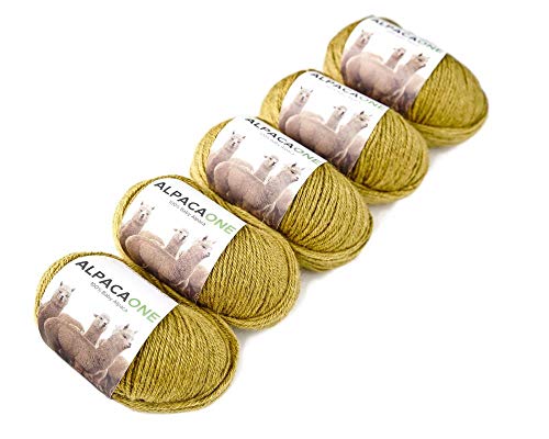 5-Pack Alpaka Wolle Senfgelb 100% Baby Alpaka 5x50g von AlpacaOne