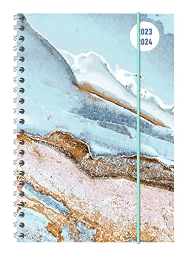 Collegetimer Blue Marble 2023/2024 - Schüler-Kalender A5 (15x21 cm) - Marmor - Ringbindung - Weekly - 224 Seiten - Terminplaner - Alpha Edition (Collegetimer A5 Ringbuch) von Alpha Edition