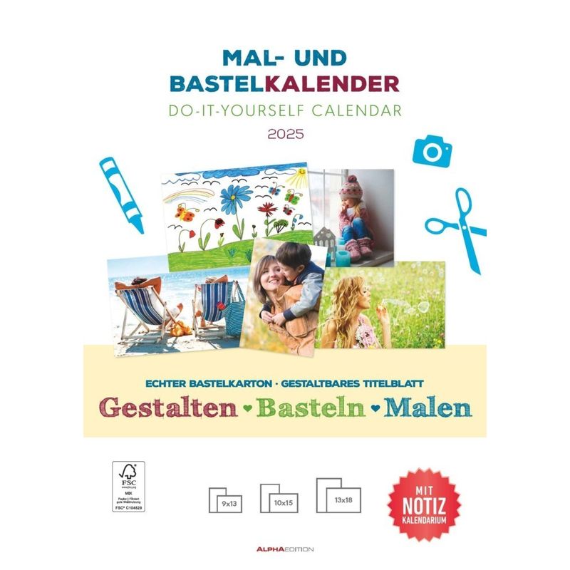 Alpha Edition - Mal- Und Bastelkalender Weiß 2025, 21X29,7Cm, Do It Yourself Kalender Mit Seiten Aus Hochwertigem Bastelkarton, Gestaltbares Titelblat von Alpha-Edition