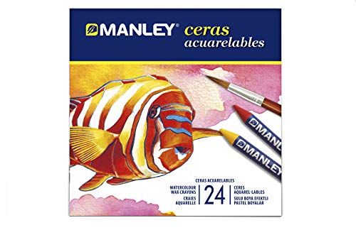 Manley Wachsmalstifte, Aquarellfarben, Box mit 24 Stück, verschiedene Farben von Manley