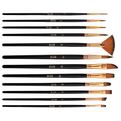 Alrens 12 pcs Pinsel-Set, Face Paint Brush Set, Künstlerpinsel PinselSets, Artist Brushes for Body Face Painting, Premium Nylon Acrylfarben Pinsel,für Künstler, Erwachsene und Kinder von Alrens