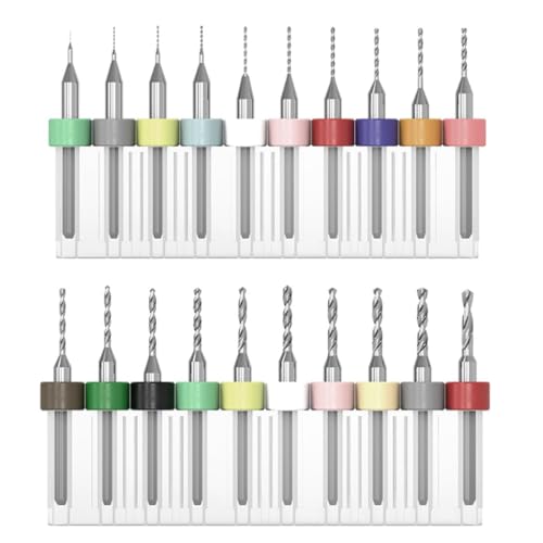 Alrens 20 Pcs PCB Bohrer Bit Set, 0.1-2.0mm Wolframstahl Micro Spiralbohrer, Spiralnuten, CNC-Fräser-Bits, Metallenes Mini-Bohrer-Set für Druckleiterplatte, Schmuck, Stanzen, CNC-Gravur von Alrens