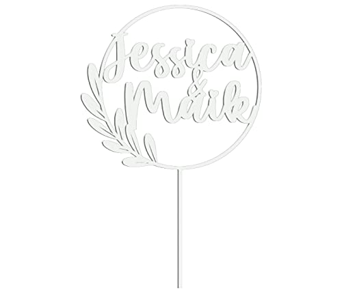 Alsino Cake Topper personalisiert mit Namen - Holz oder Acryl Dekoaccessoire Kuchen Torte Hochzeit Name Verlobung, Größen: 15, 20 und 25 cm (Acrylglas) von Alsino