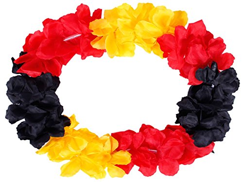 Alsino Deluxe Hawaiiketten Blumenketten Hulaketten Hawaii Party Deko Girlanden Set gemischt Hawaii Beach Party Deko, (schwarz rot gelb) von Alsino