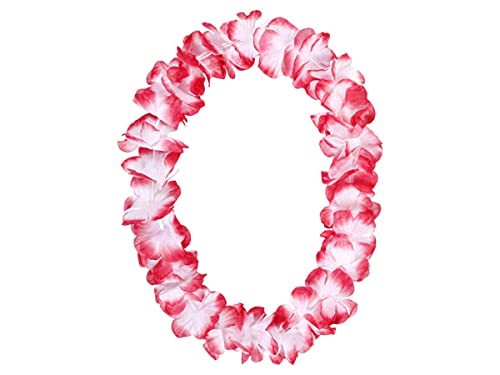 Alsino Hawaiiketten Blumenketten Hawaikette Hulakette 50 cm Durchmesser, dicht gereihte Stoffblüten aus Polyester, (weiß zu rot) von Alsino