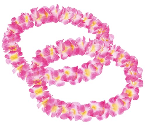 Alsino Hawaiiketten Blumenketten Hulaketten Hawaii Party Deko Girlanden Set gemischt Hawaii Beach Party Deko (pink gelb weiß), (2 Stück) von Alsino