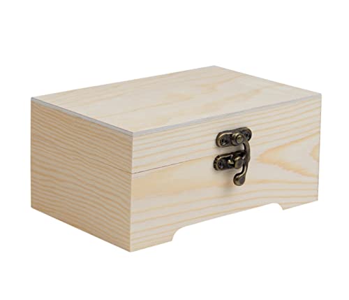 Alsino Holz-Kiste mit Deckel aus Kiefernholz 15 cm x 10 cm x 7 cm Aufbewahrungsbox & Geschenkkiste - Deko Geschenkbox - Unbehandelt Massivholz, (F) von Alsino