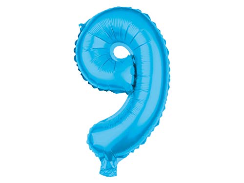 Alsino XXL Folienballons Luftballon Heliumballon Zahlenballon Ziffer 0-9 hellblau 80 cm Party Geburtstag Hochzeit, Variante wählen:BAL-169 ZIffer 9 von Alsino