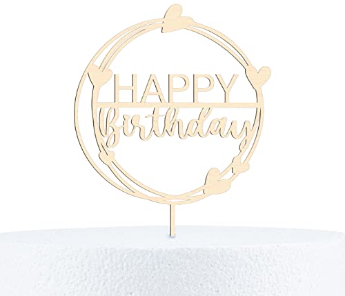 Happy Birthday Cake Topper Geburtstag 18-90 Jahre Kuchendeko aus Holz oder Acryl - 15, 20 & 25 cm Höhe, Happy Birthday, Birke Multiplex-25 cm von Alsino