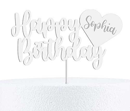 Alsino Happy Birthday Cake Topper Geburtstag Kuchendeko aus Holz oder Acryl personalisiert mit Wunschnamen - 15, 20 & 25 cm Höhe, 15 cm von Alsino