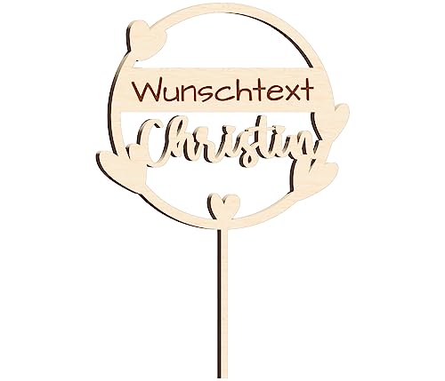 Alsino Nachhaltiger Cake Topper personalisiert Kuchenstecker Totenstecker zum Geburtstag mit Namen und Wunschtext - Geburtstagskuchen Deko - Nachhaltig aus Holz gefertigt - 10-25 cm hoch von Alsino