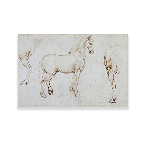 Leonardo Da Vinci Leinwand-Kunst, Studie der Pferde, Poster – Renaissance-Kunstdrucke – Ölgemälde für Zuhause, Schlafzimmer, ungerühmt (Studie von Pferden, 30 x 45 cm) von Altaba