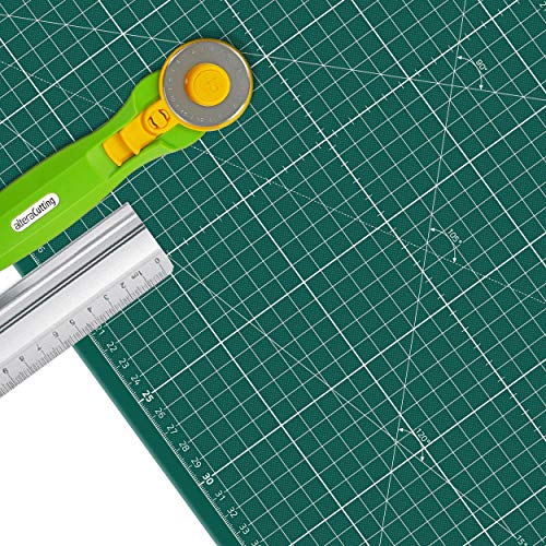 Schneidematte Grün, PROFI XXL 100x150cm und Rollschneider und 100cm Altera Aluminium-Schneidelineal mit Stahlkante von Altera