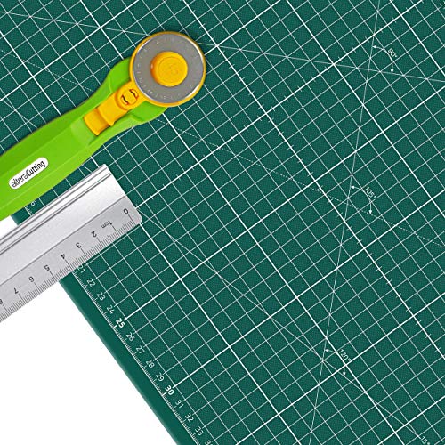 Schneidematte Grün, PROFI XXL 100x200cm und Rollschneider und 100cm Altera Aluminium Lineal von Vicien