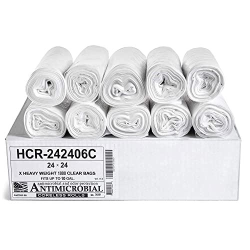 aluf Kunststoff hcr-242406 C Hohe Dichte Gal, PE, 24 x 24, 7-Star-Coreless Roll-Beutel, transparent (1000 Stück) von Aluf Plastics