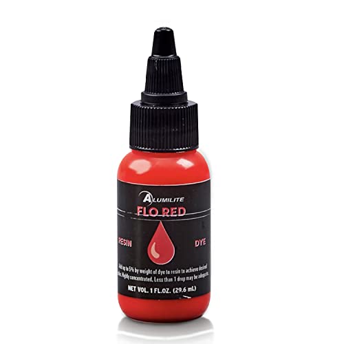 Alumilite Dye Liquid Color Tint Flo Red (28 g) Hochkonzentrierte Farbstoffe oder Pigmente zum Gießen, Epoxidbeschichtung und Urethan | Verwendet in der Färbung von klaren, durchscheinenden, blickdichten Farben und Kunsthandwerk von Alumilite