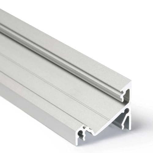 1m Aluprofil CORNER14 (CO14) Ecke 1 Meter Aluminium Eckprofil-Leiste eloxiert für LED Streifen - Set inkl Abdeckung-Schiene satiniert mit Montage-Klammern und Endkappen von Alupona