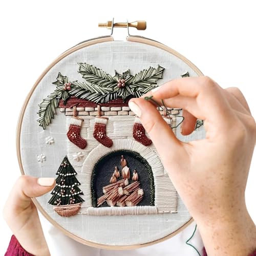 Alwida Weihnachtsstich-Anfänger-Sets | Sticksets „Weihnachtsstrümpfe“ – Handgefertigte Weihnachtssticksets für Erwachsene und Kinder für Anfänger von Alwida