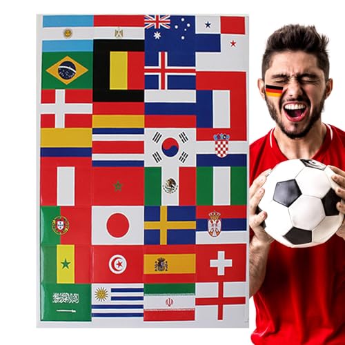 Flaggenaufkleber Länderaufkleber - Nationalflaggen-Landkartenaufkleber | Premium-Länderflaggen und -Flaggen-Aufkleber-Set | Wand- -Fußball-Team-Gesichtsaufkleber, Nationalflaggen-Aufkleber für von Alwida