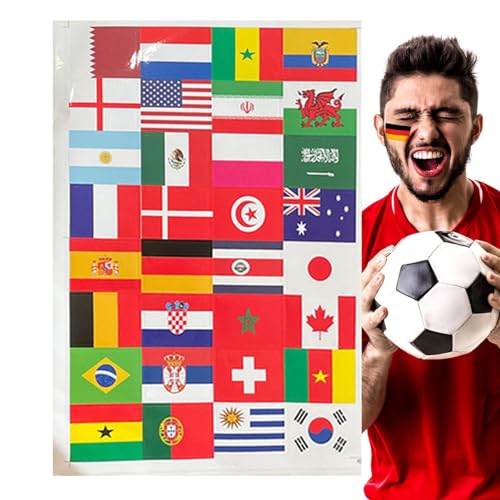 Flaggenaufkleber Länderaufkleber - Nationalflaggen-Landkartenaufkleber | Premium-Länderflaggen und -Flaggen-Aufkleber-Set | Wand- -Fußball-Team-Gesichtsaufkleber, Nationalflaggen-Aufkleber für von Alwida